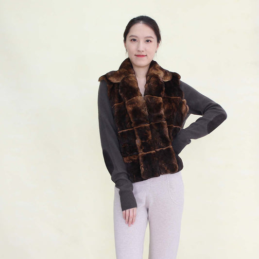 Women's cashmere cardigan with rex rabbit