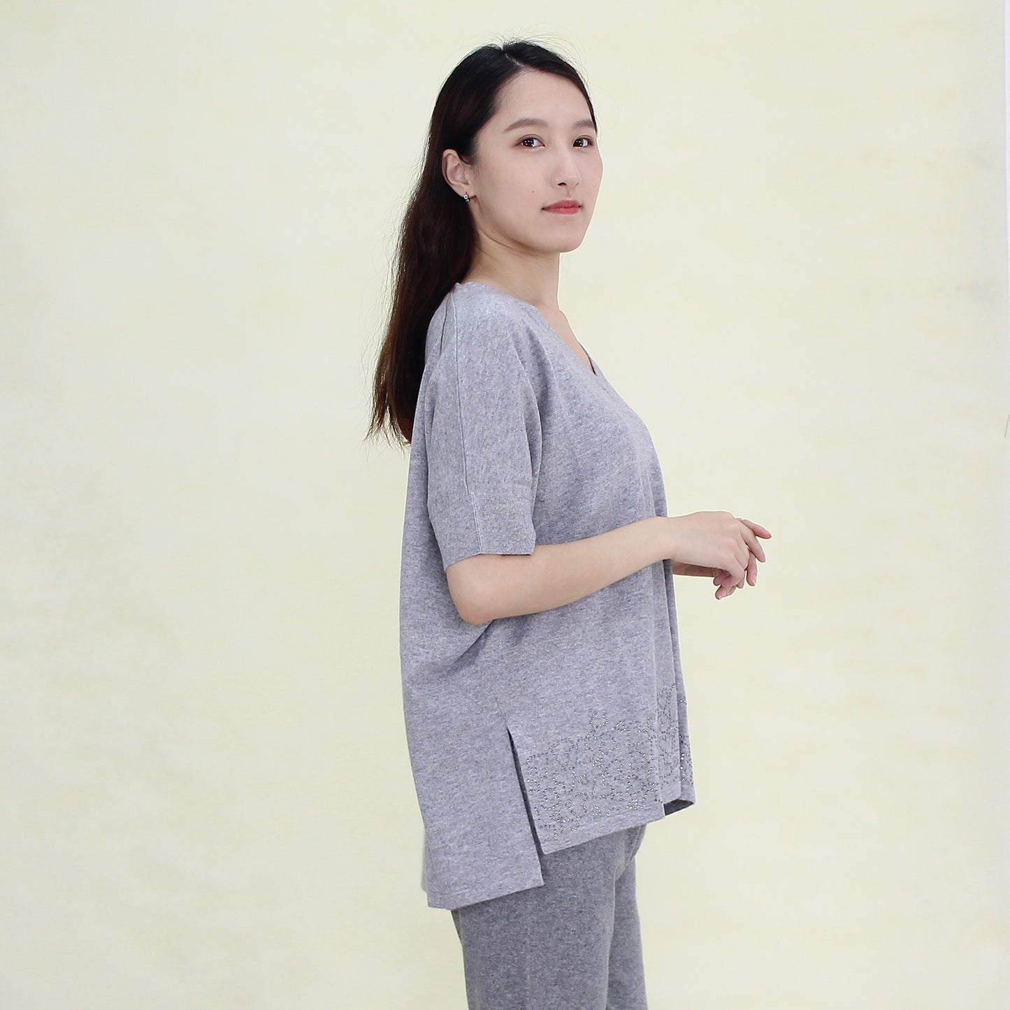 Women's half sleeve cashmere pullover