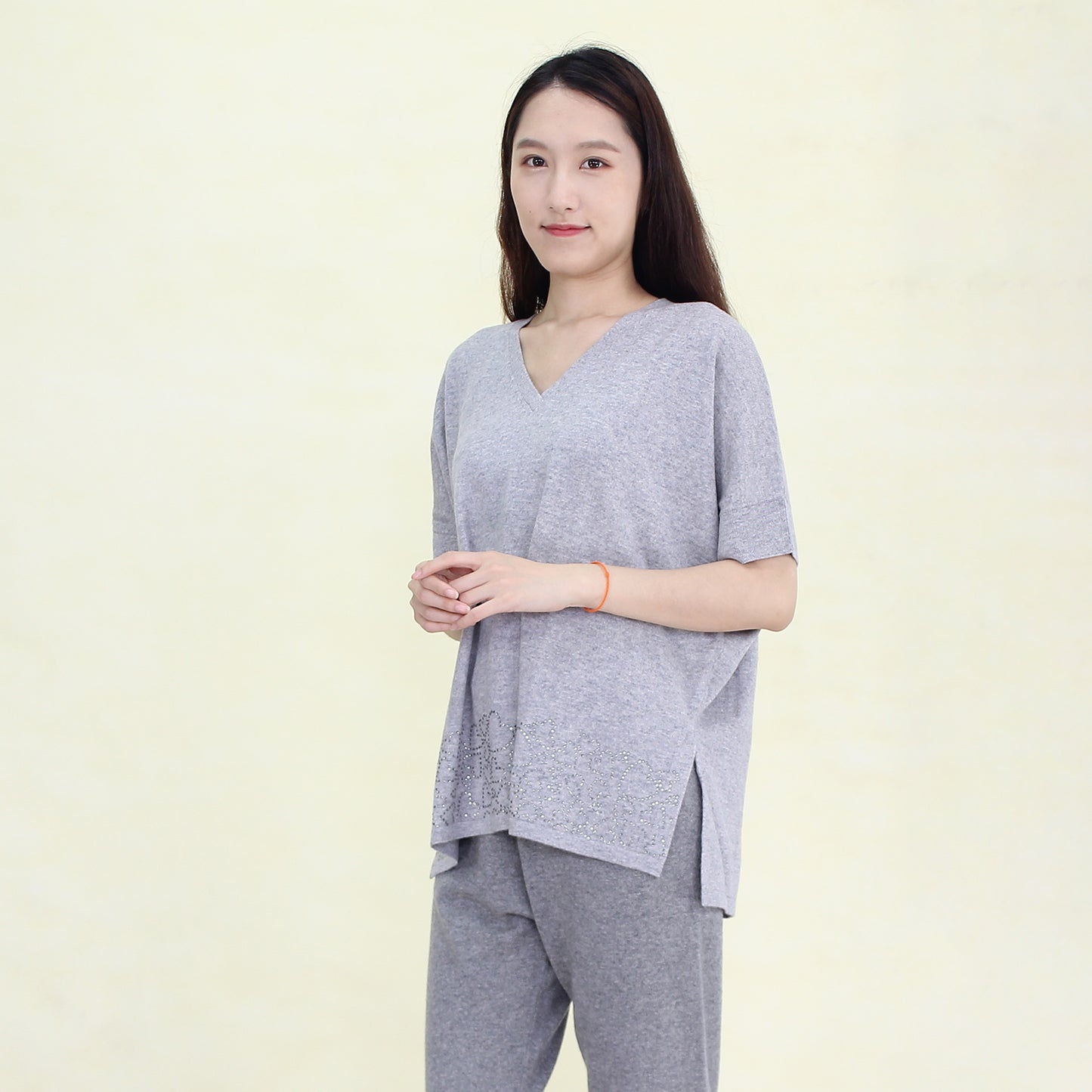 Women's half sleeve cashmere pullover