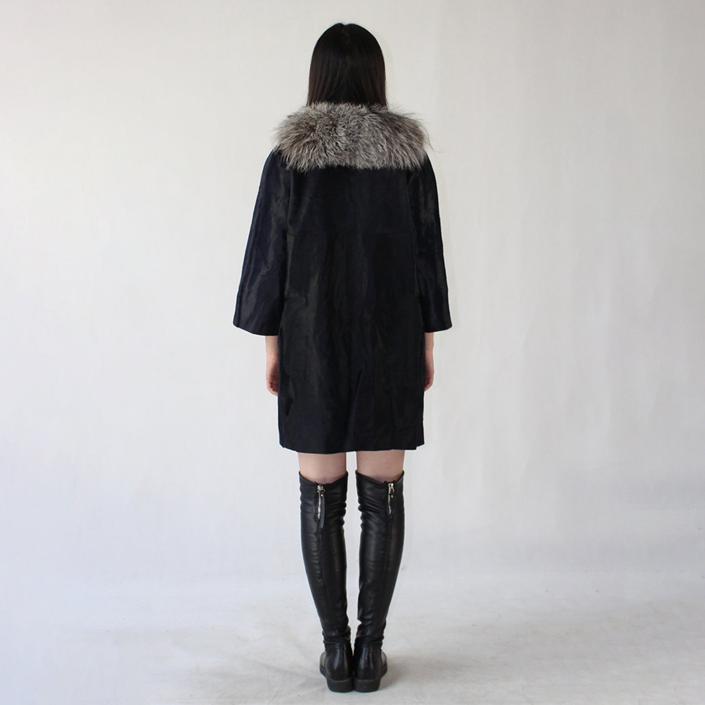 Women's calfskin coat with fox fur