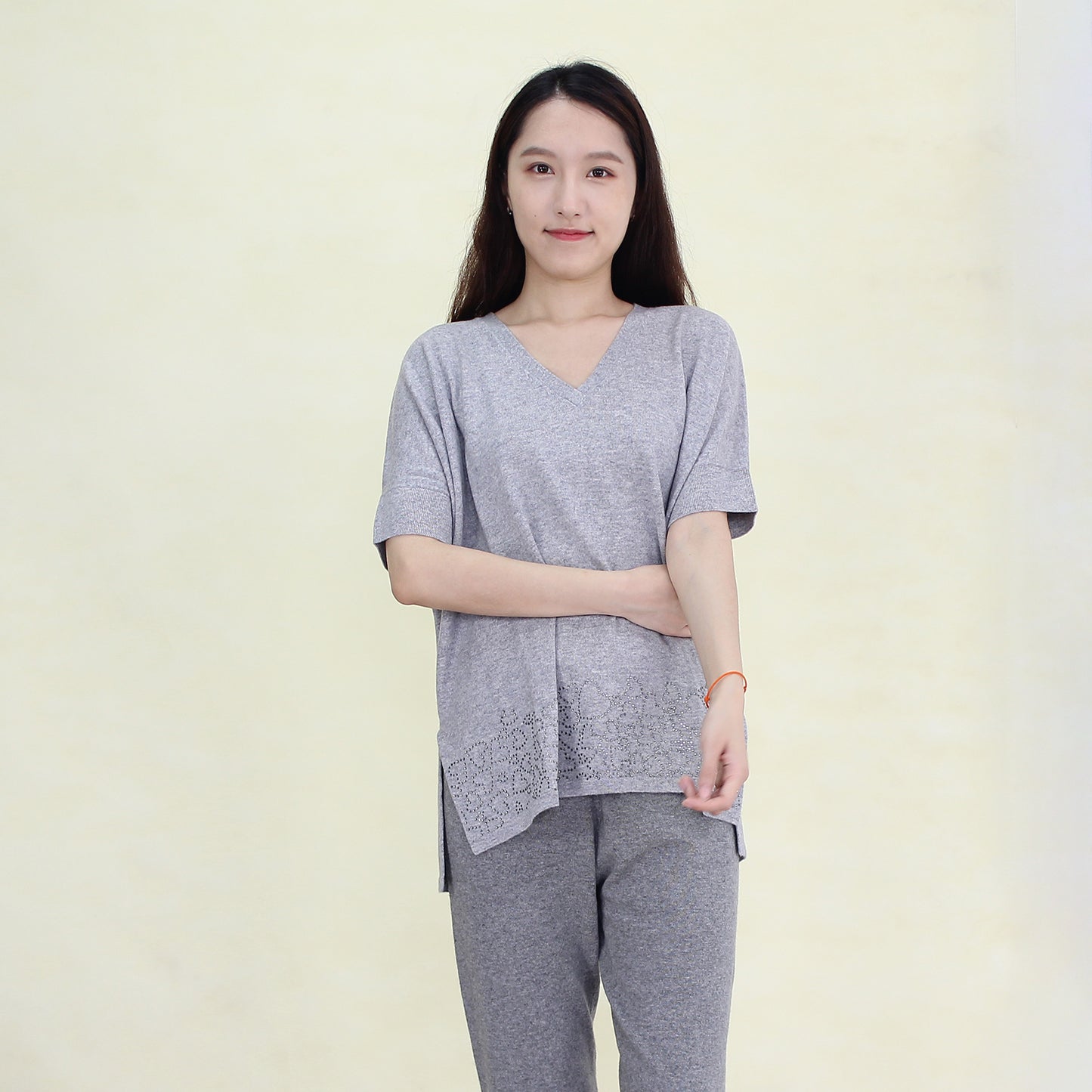 Women's half sleeve cashmere pullover
