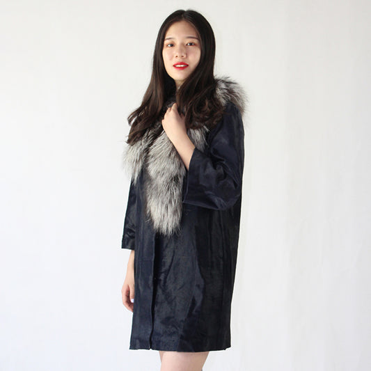 Women's calfskin coat with fox fur