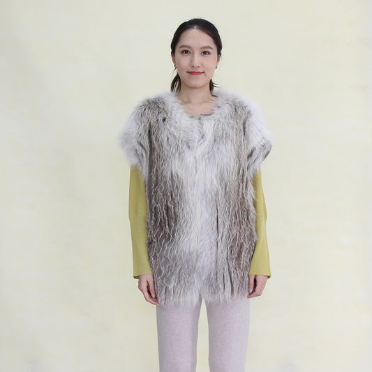 Women's fox fur vest with cashmere lining