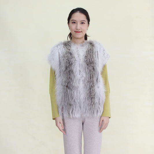 Women's cashmere vest with fox fur