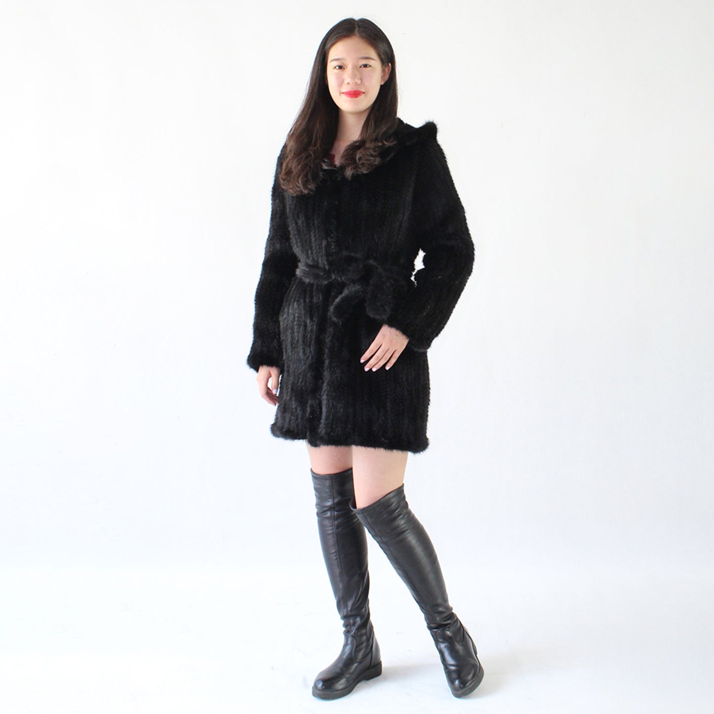 Women's knitted mink coat