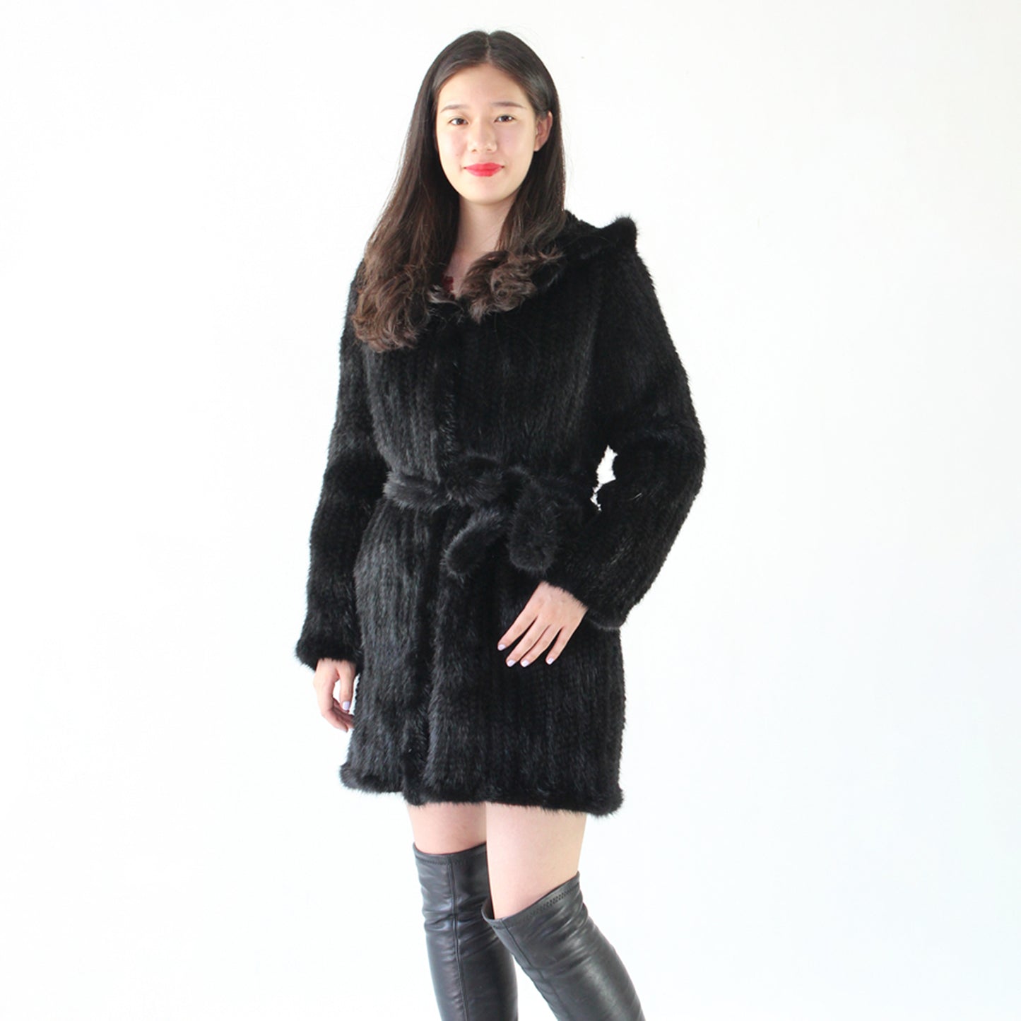 Women's knitted mink coat
