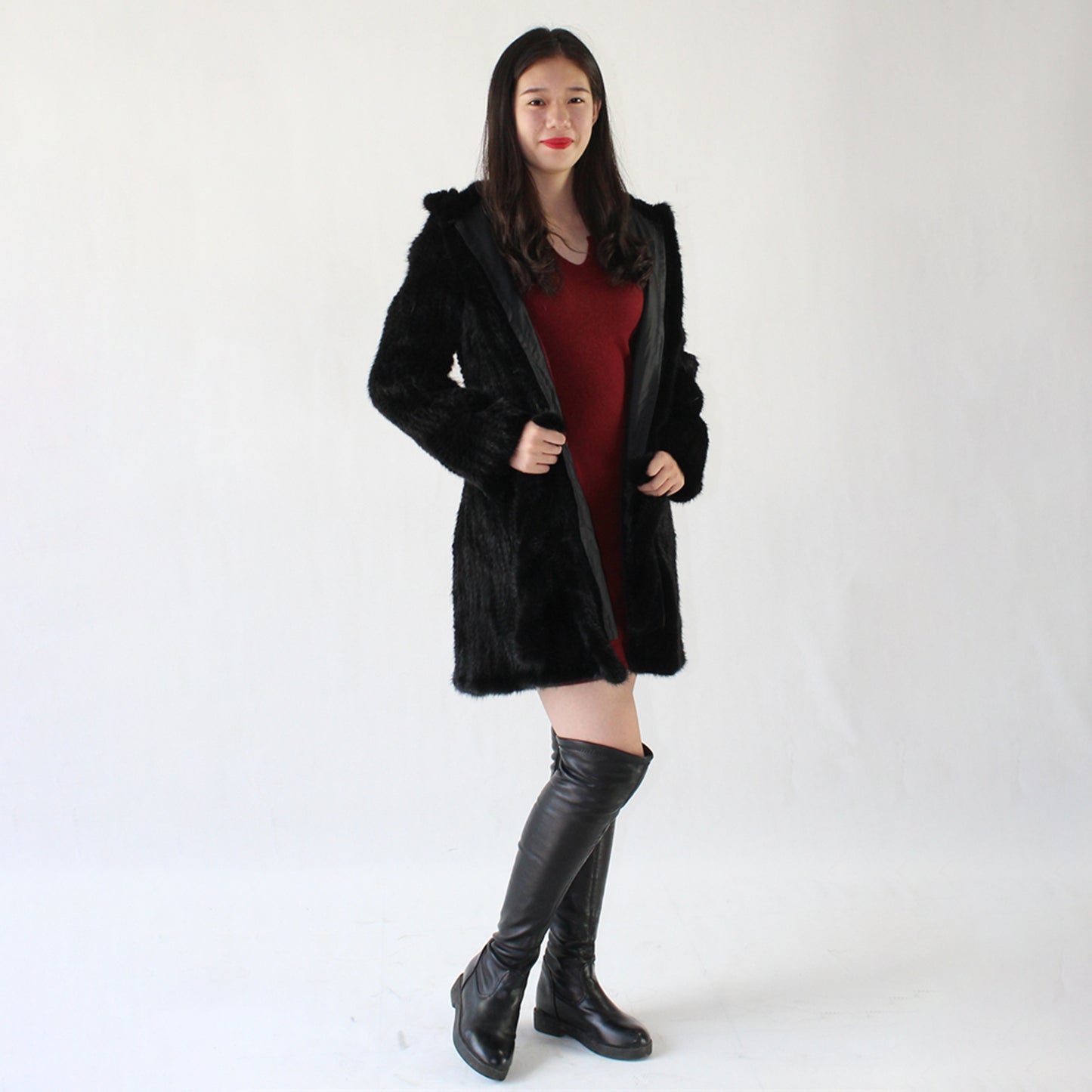 Women's knitted mink coat