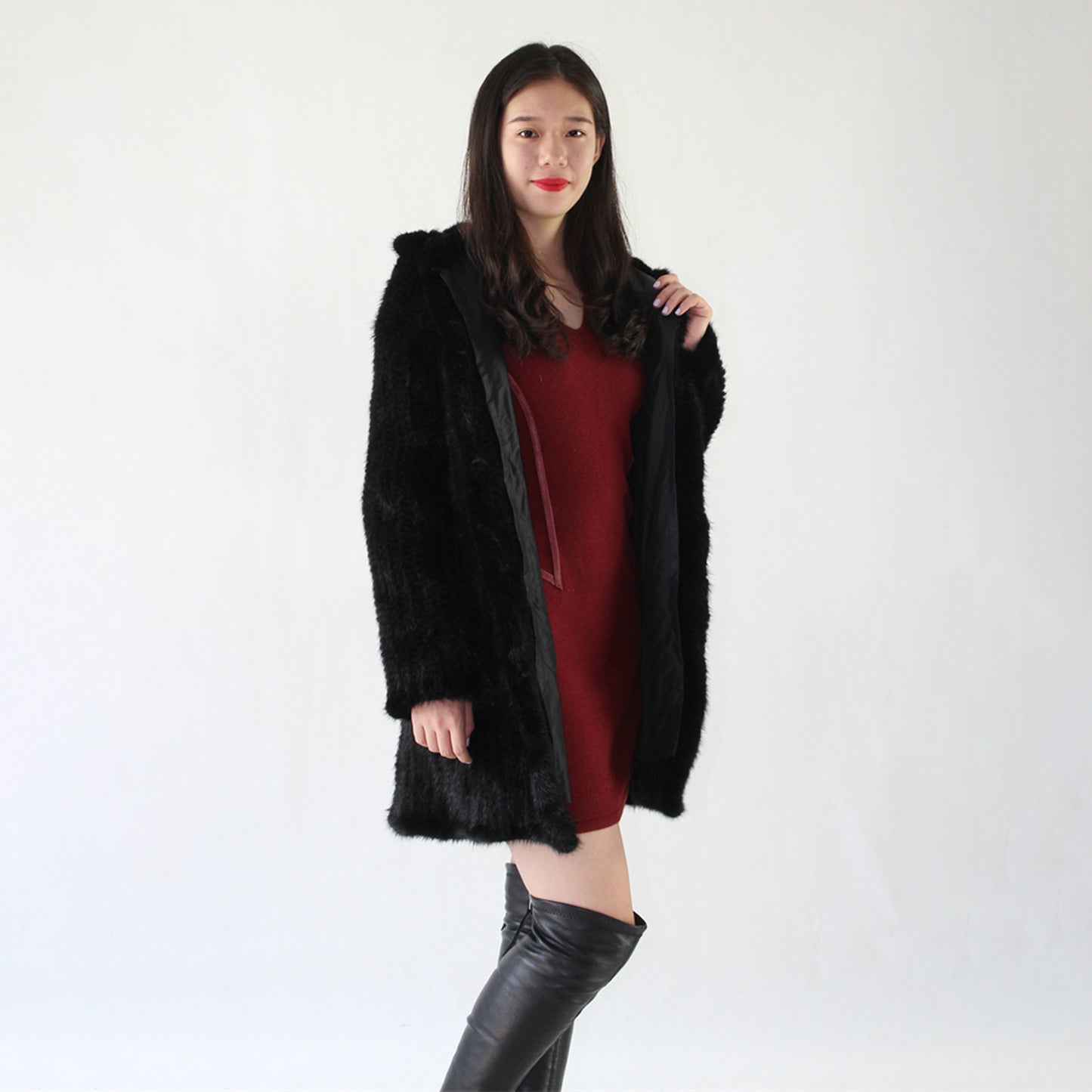 Women's knitted mink coat