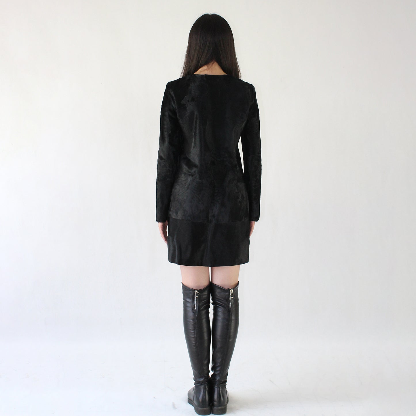 Women's calfskin coat with otter skin