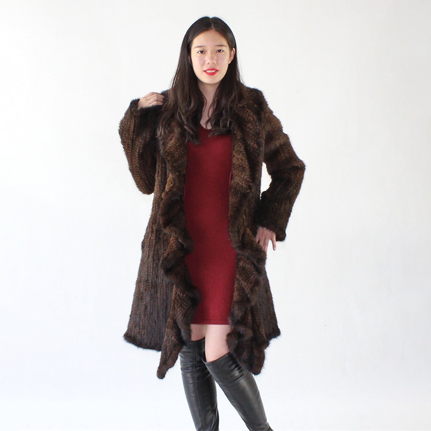 Women's knitted mink coat