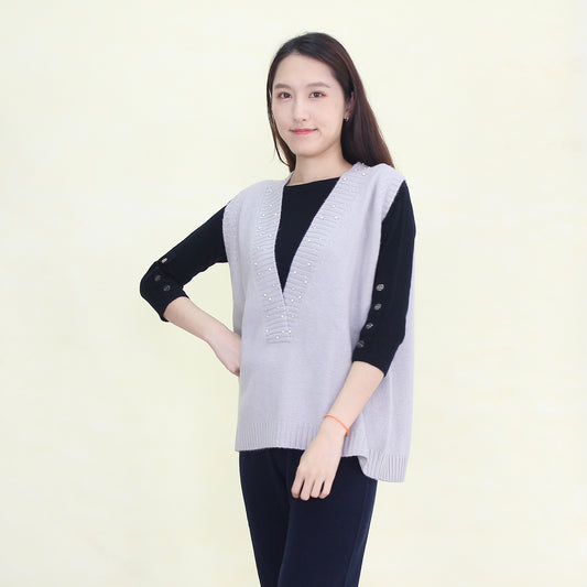 Women's cashmere cardigan vest