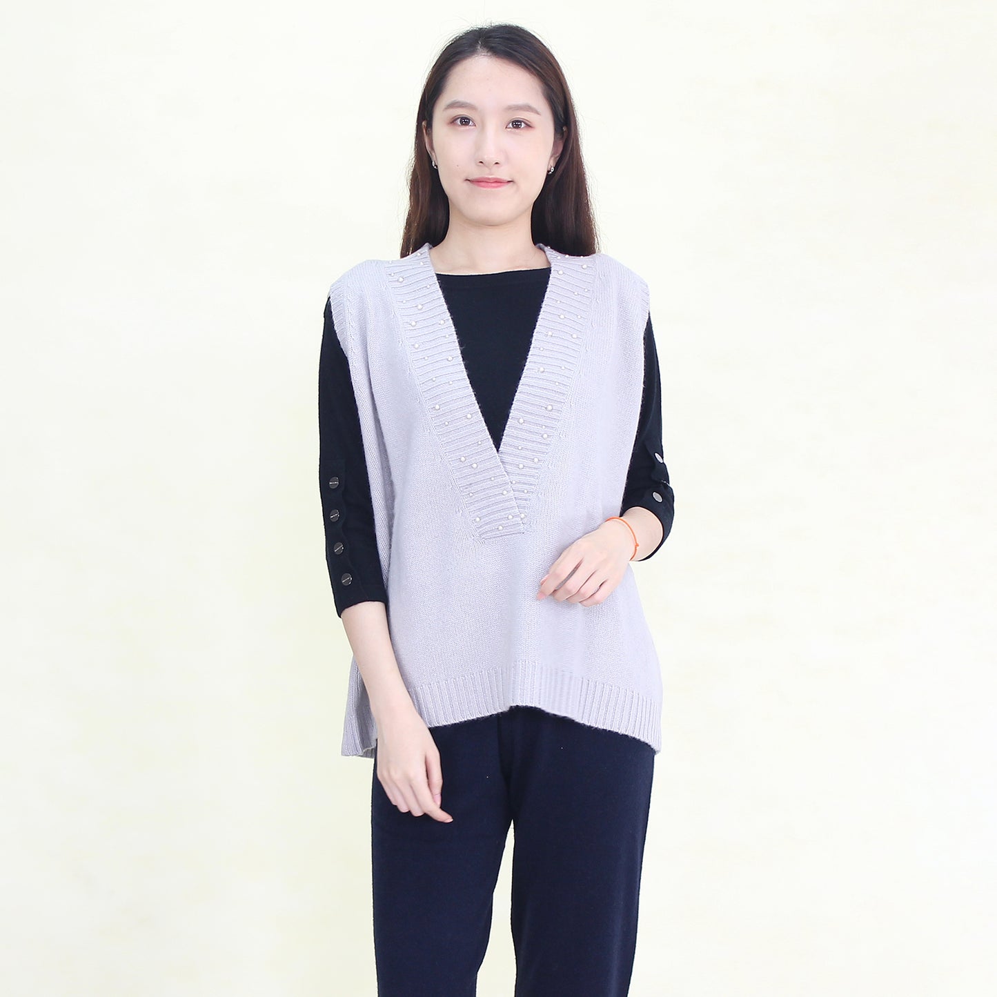 Women's cashmere cardigan vest