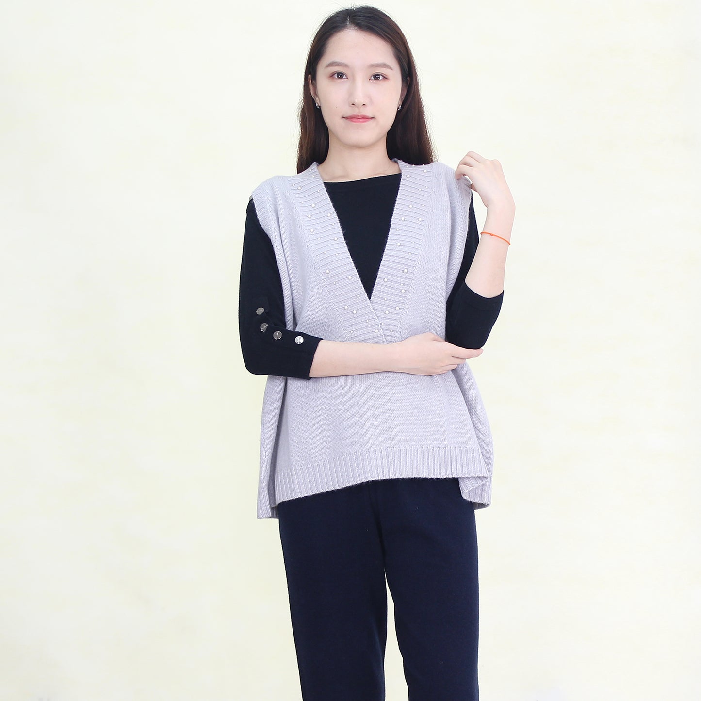 Women's cashmere cardigan vest