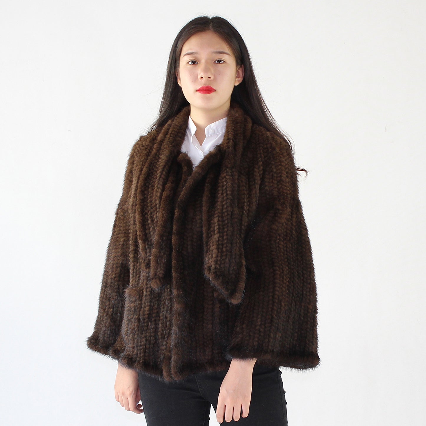 Women's knitted mink jacket
