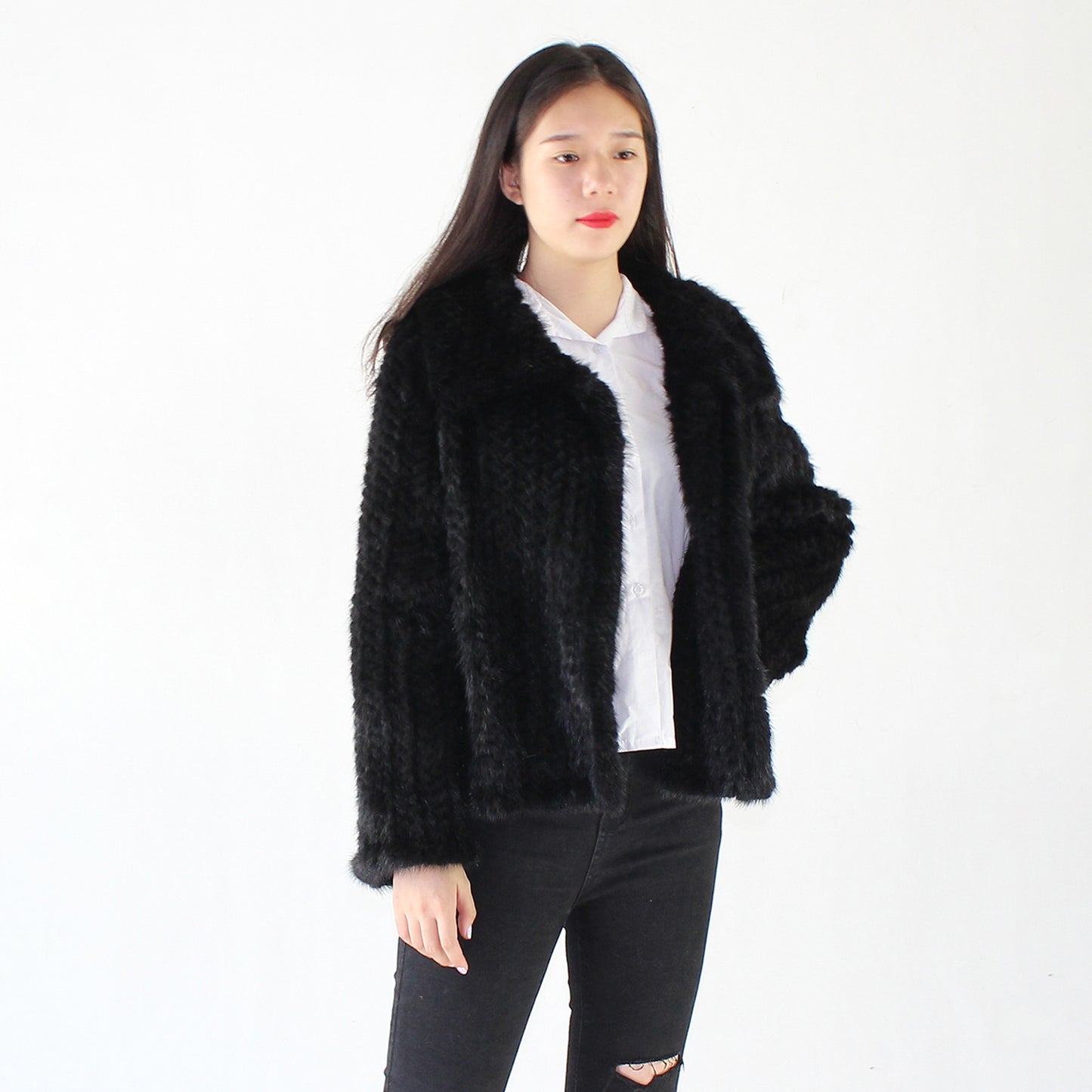 Women's knitted mink jacket