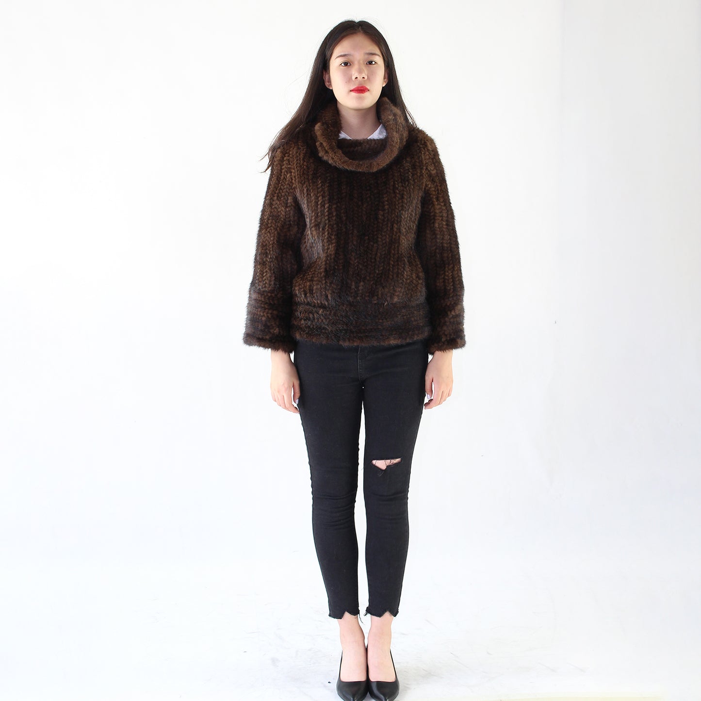 Women's knitted mink top