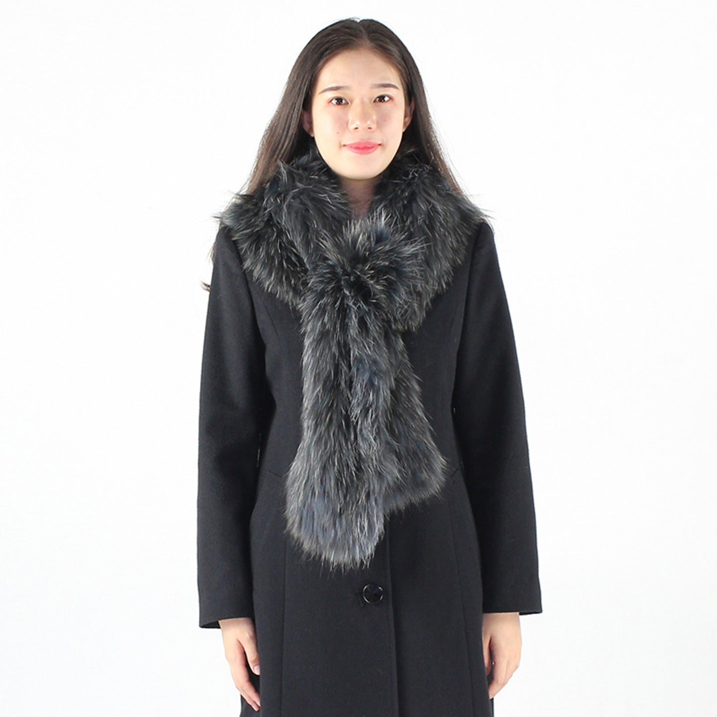 Women's knitted fox fur shawl