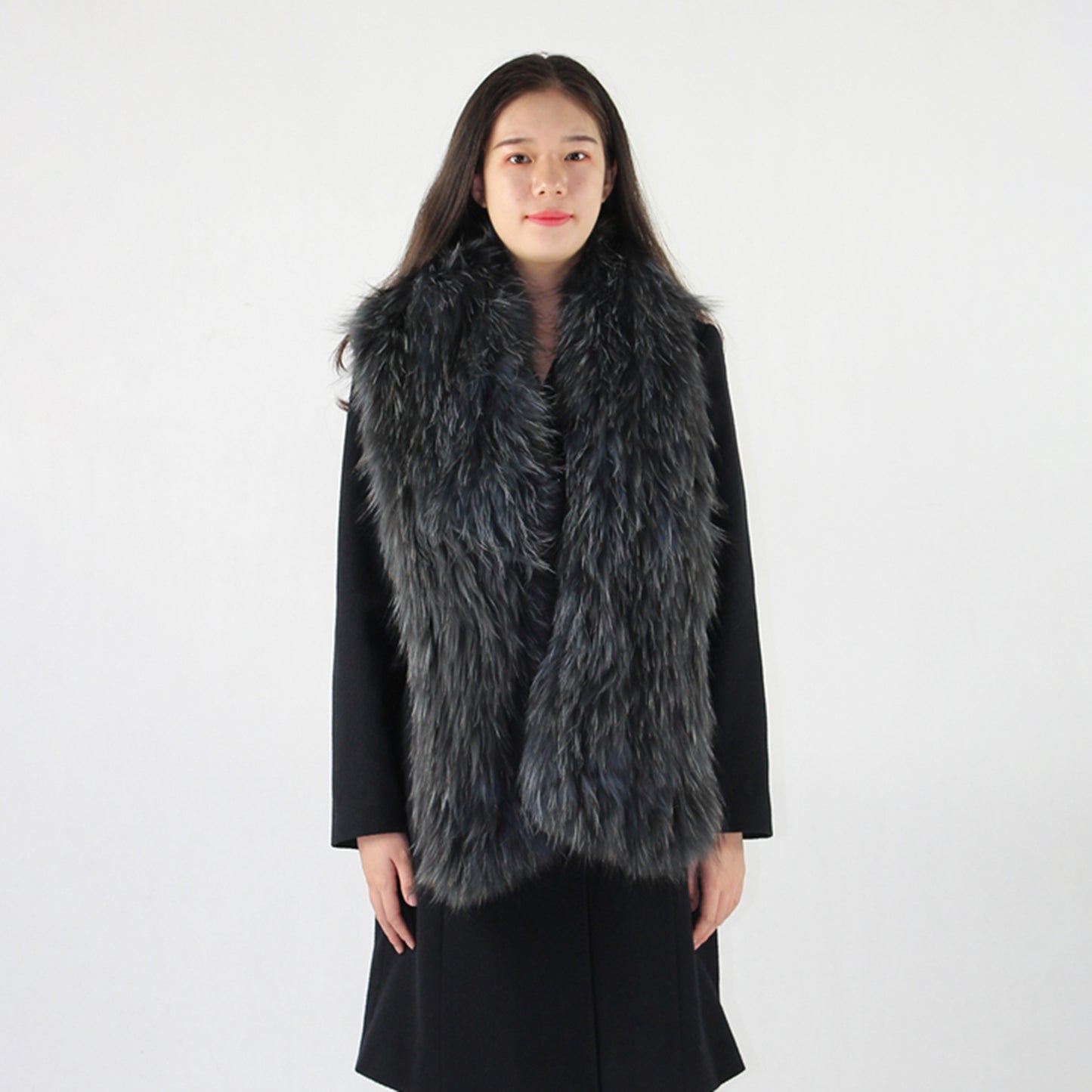 Women's knitted fox fur shawl