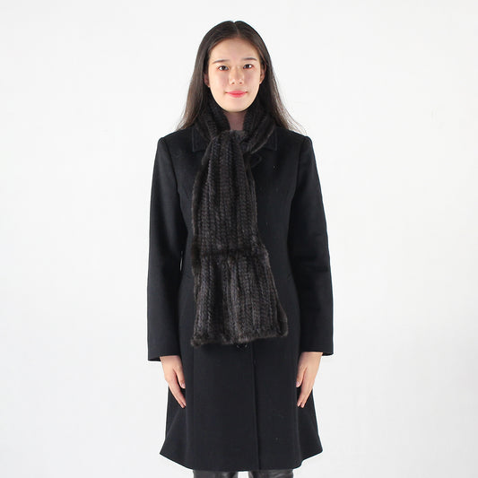 Women's knitted mink scarf