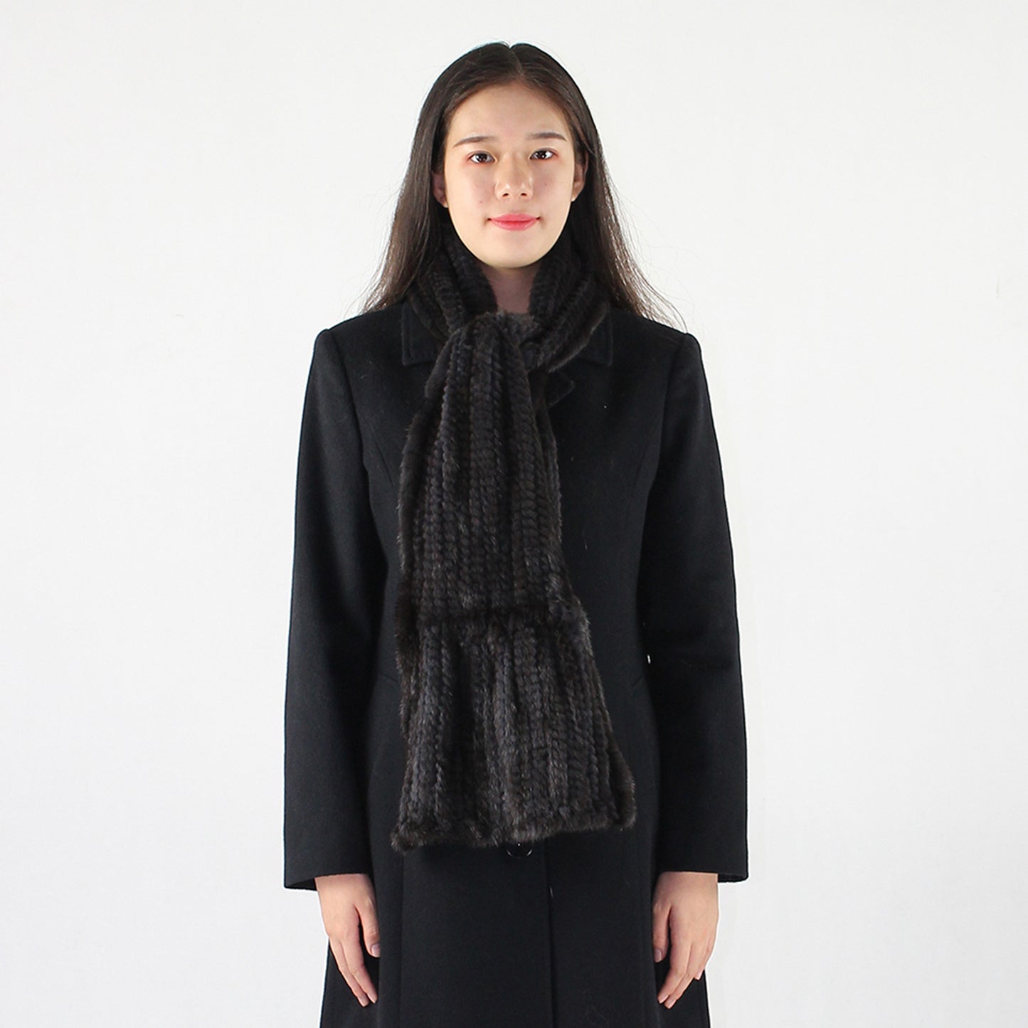 Women's knitted mink scarf