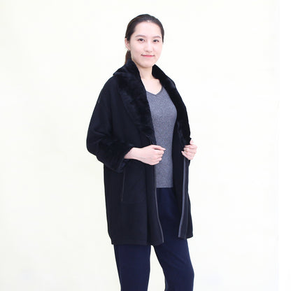 Women's cashmere cardigan with fur