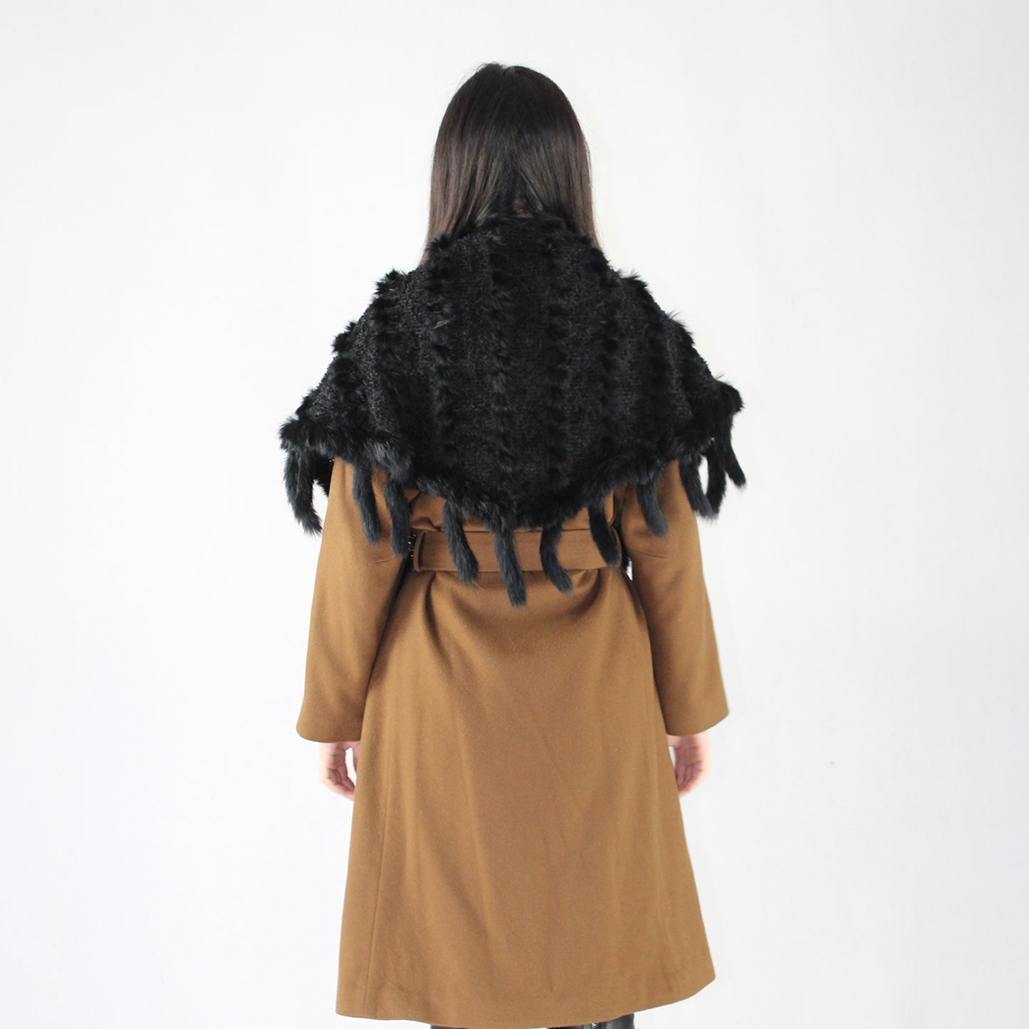 Women's knitted mink shawl