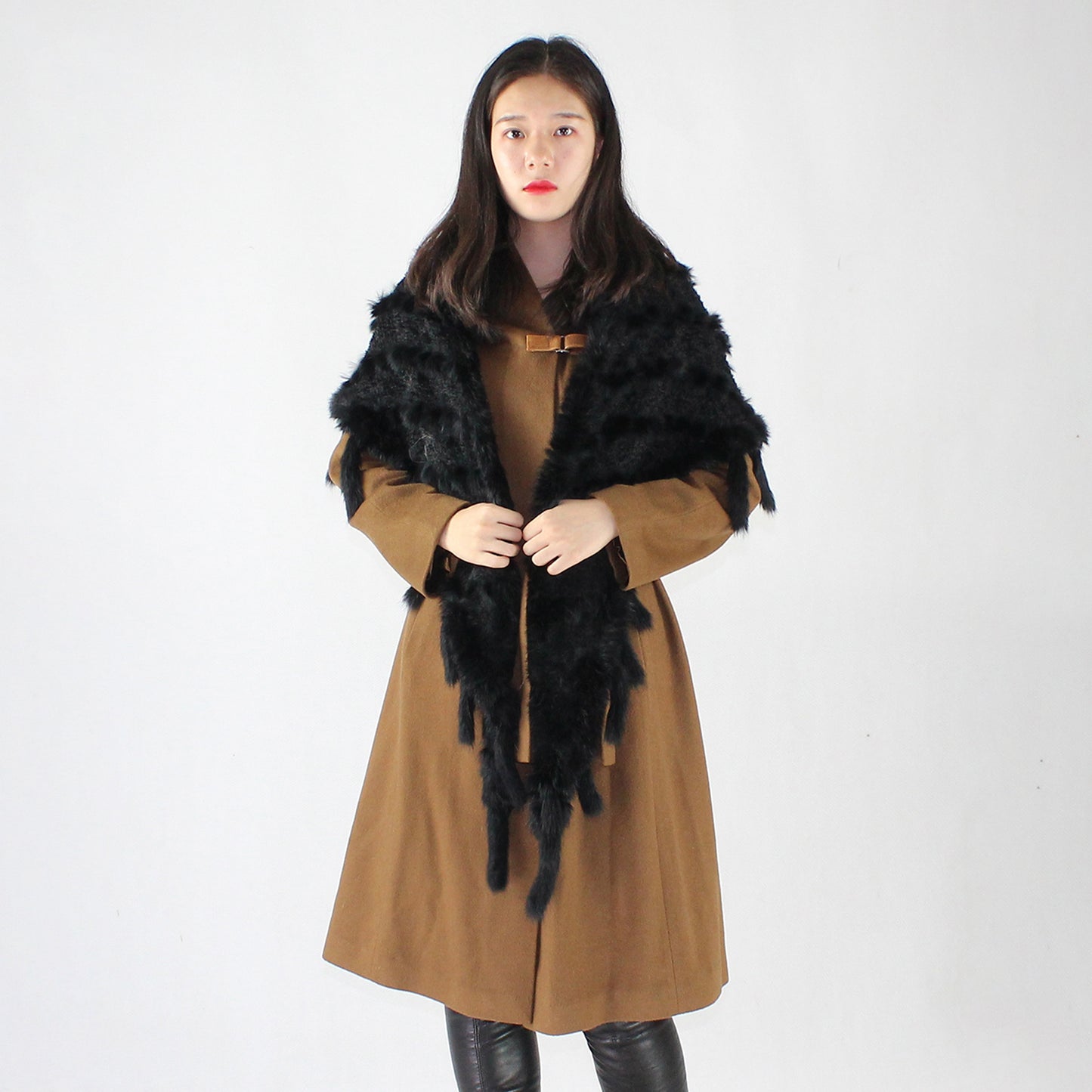 Women's knitted mink shawl