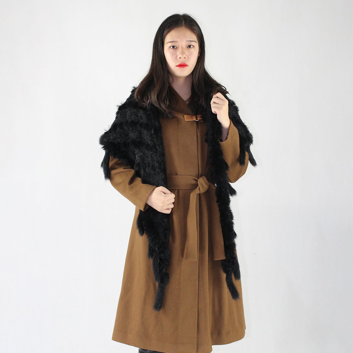 Women's knitted mink shawl