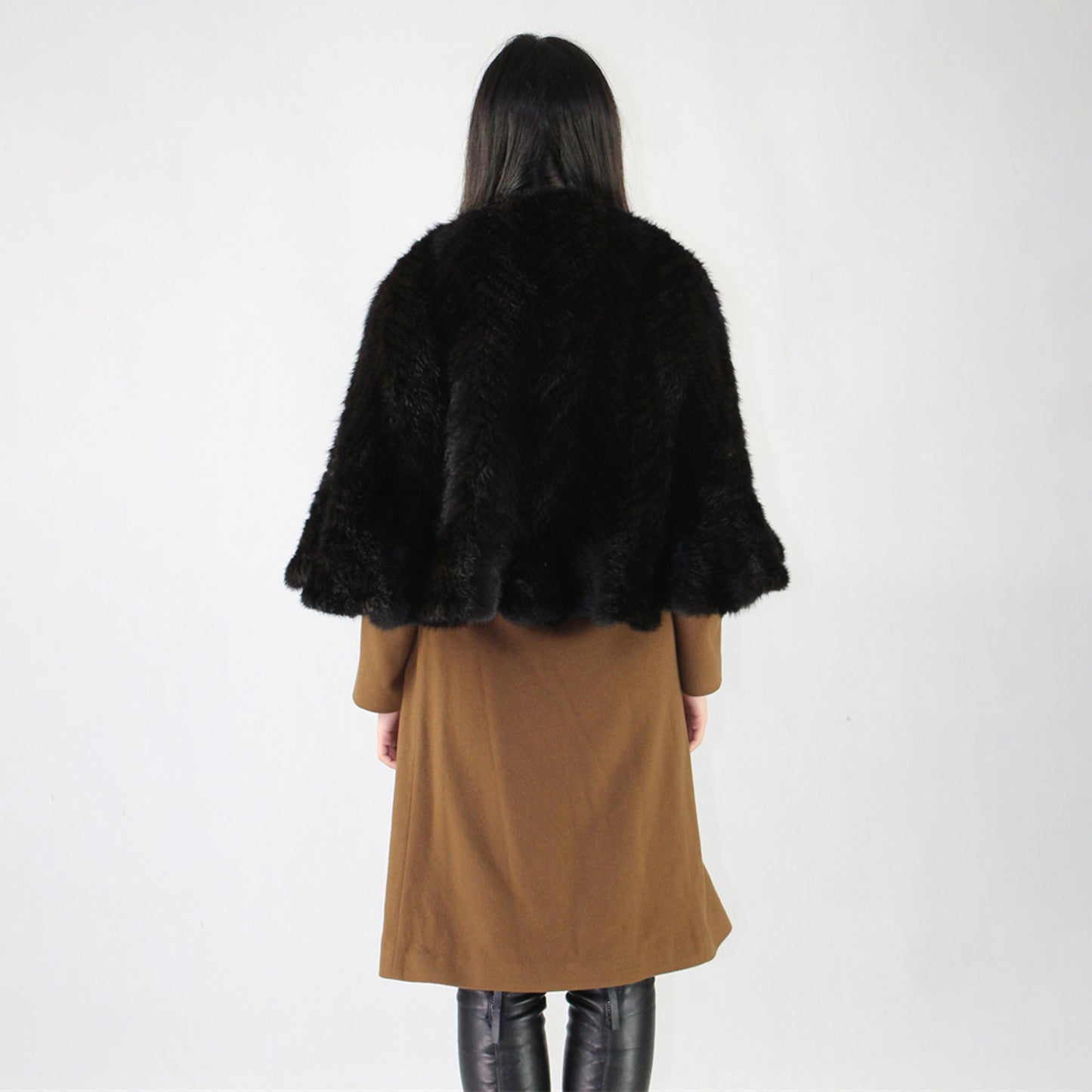 Women's knitted mink shawl