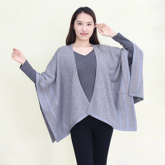 Women's cashmere with leather shawl