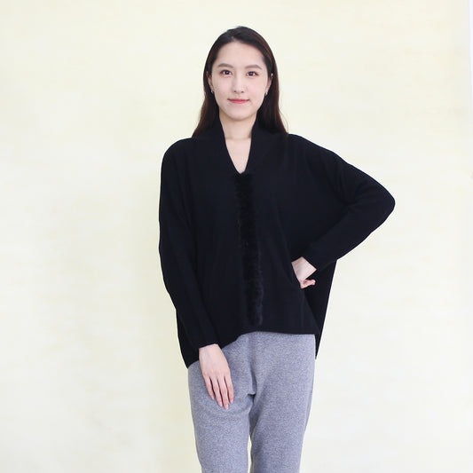 Women's cashmere pullover with mink