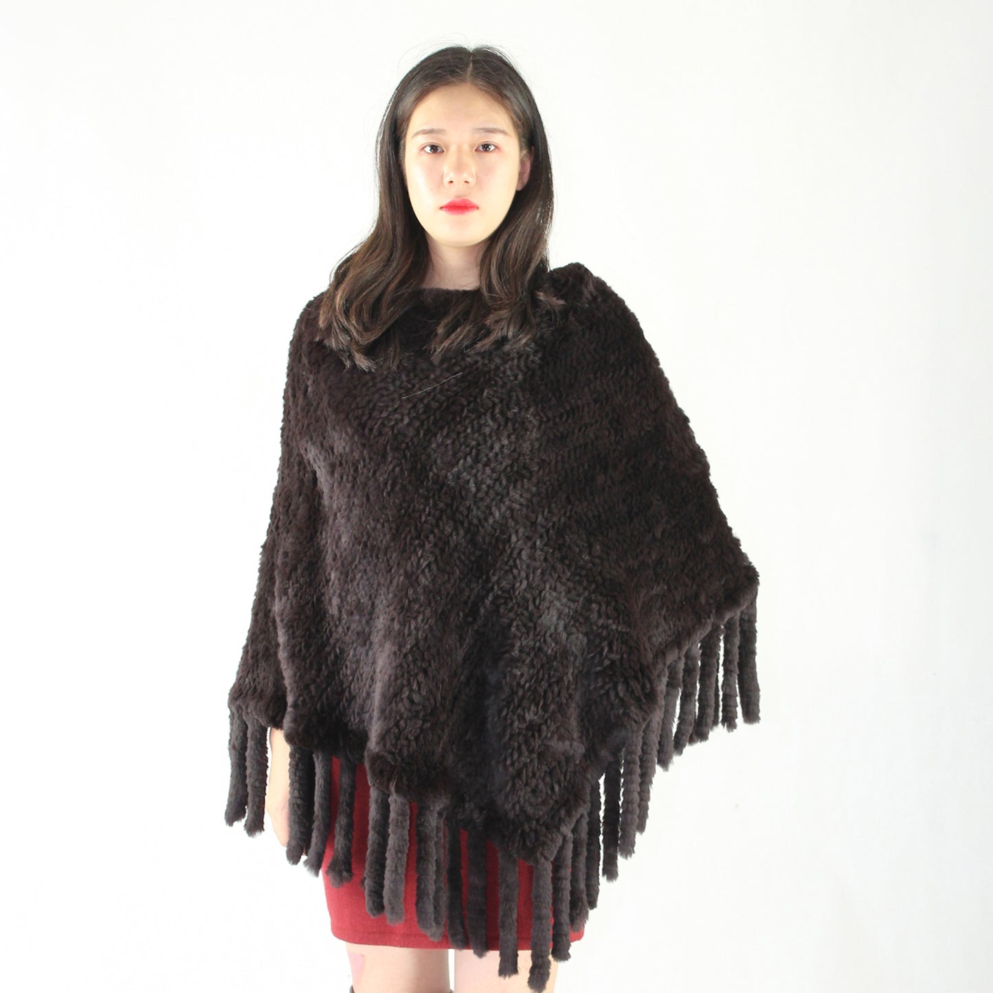 Women's knitted rabbit shawl