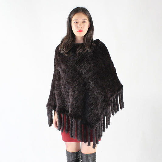 Women's knitted rabbit shawl