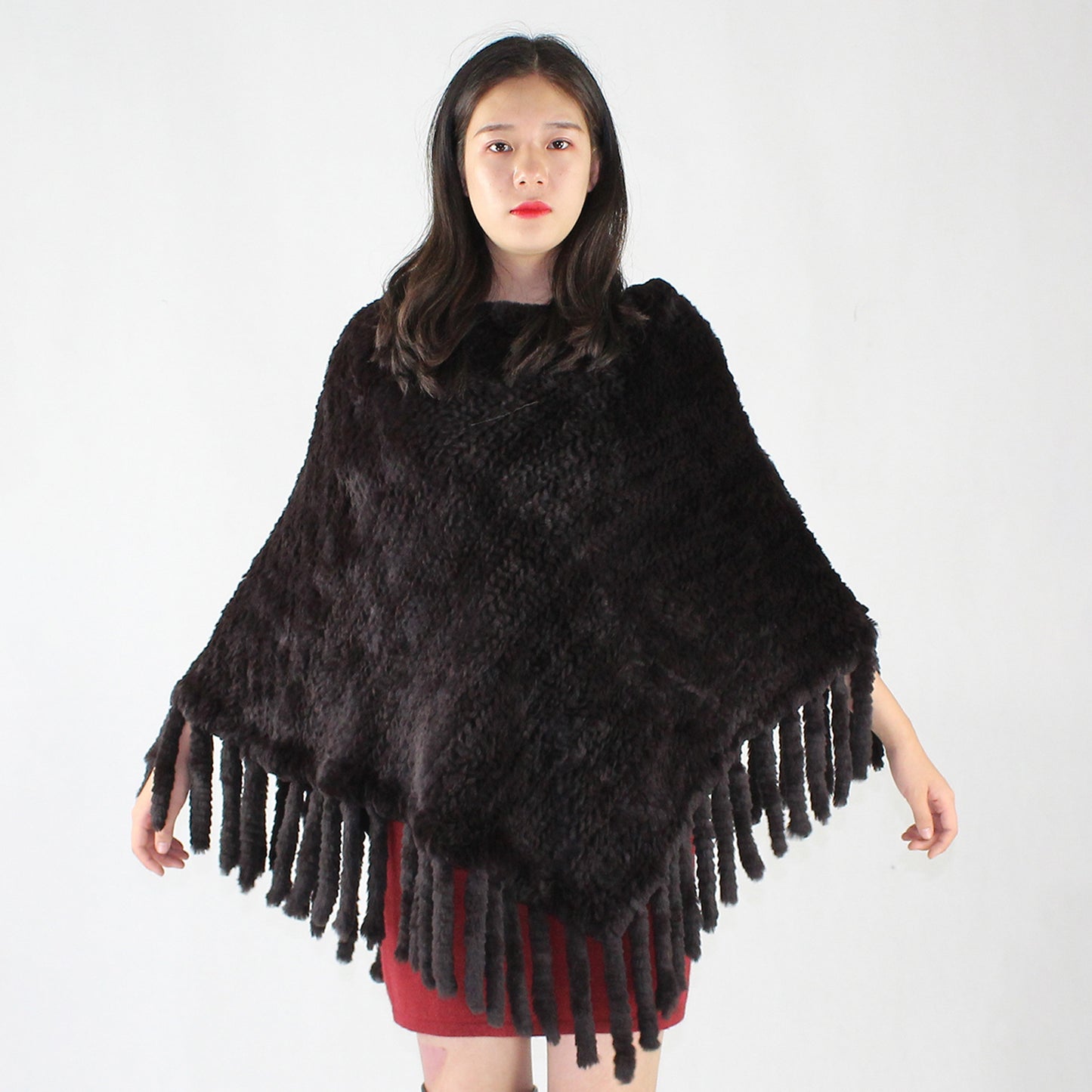 Women's knitted rabbit shawl