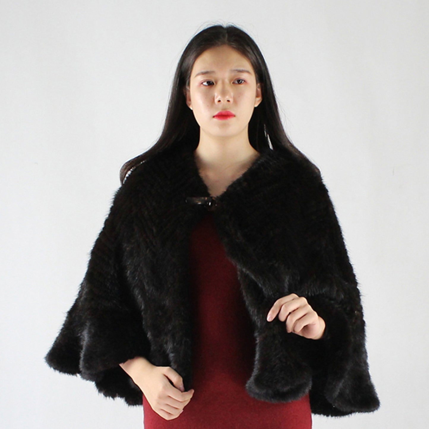 Women's knitted mink shawl