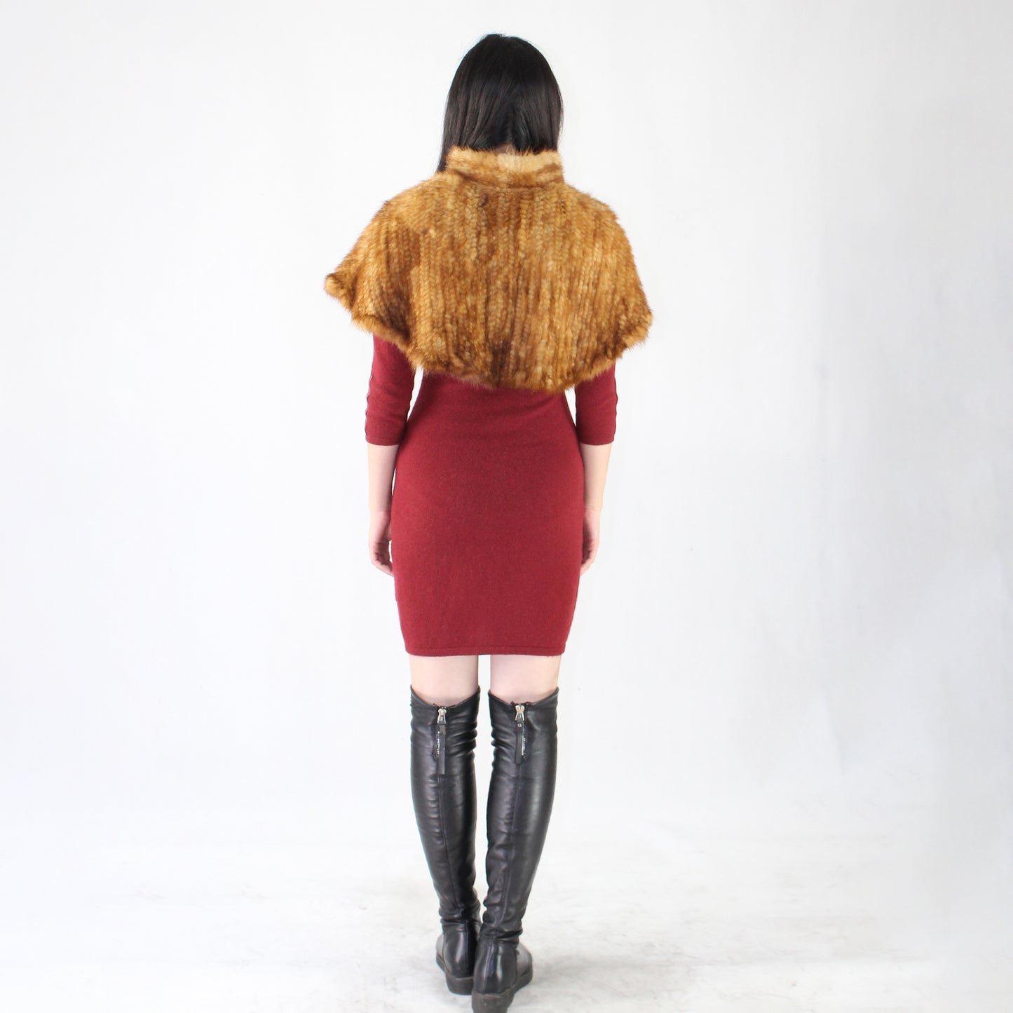 Women's knitted mink shawl