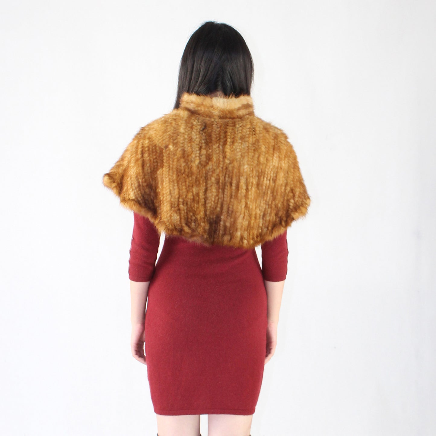 Women's knitted mink shawl