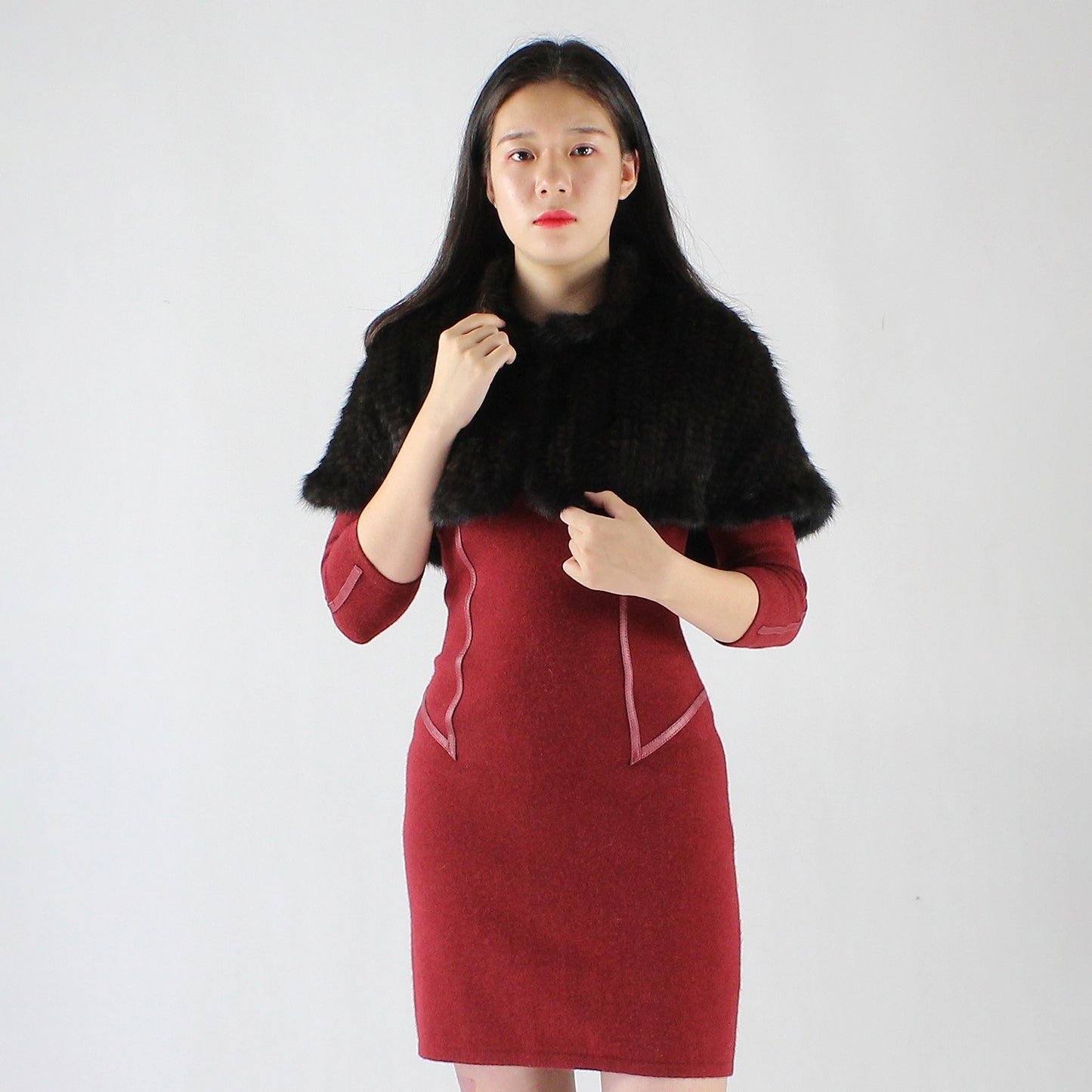 Women's knitted mink shawl