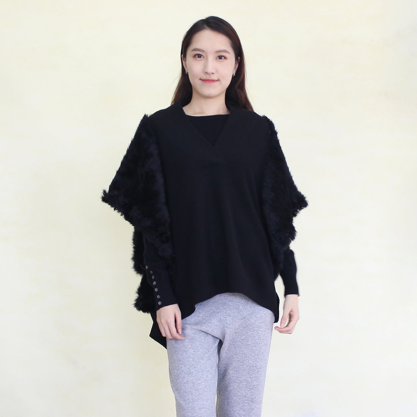 Women's cashmere and beach sheepskin pullover