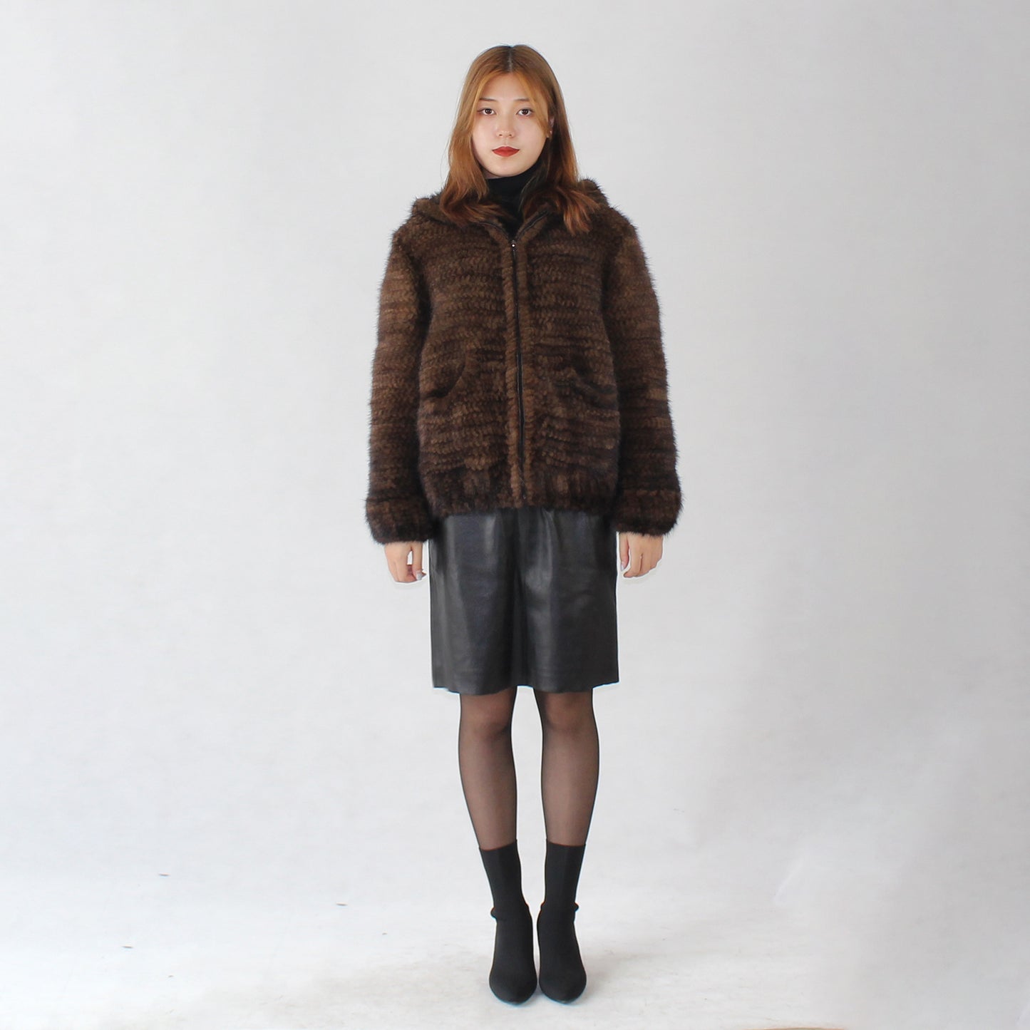 Women's knitted mink jacket