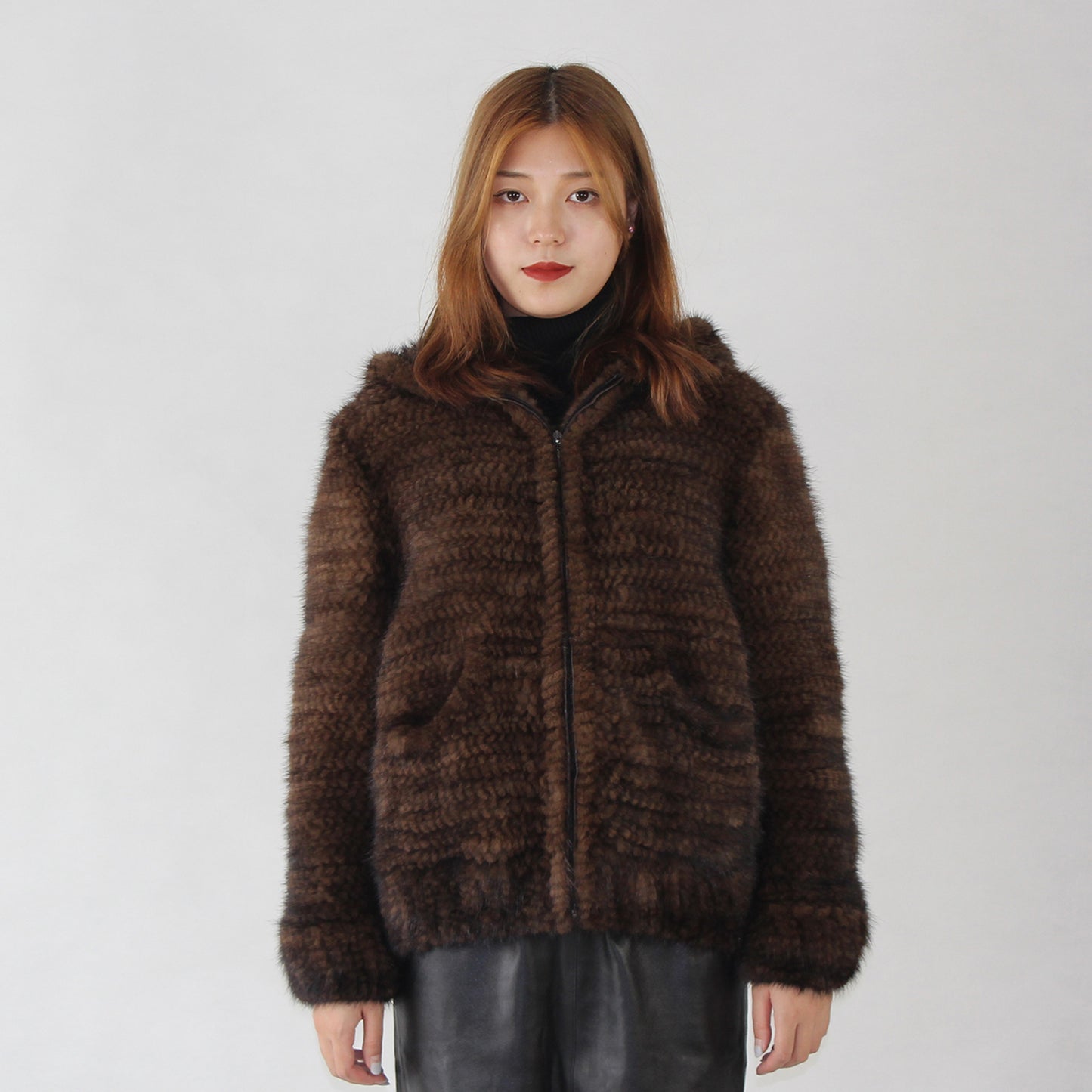 Women's knitted mink jacket