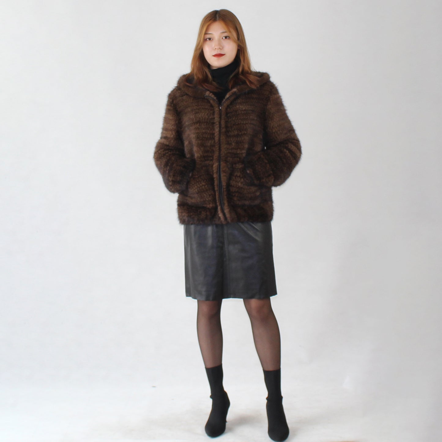 Women's knitted mink jacket