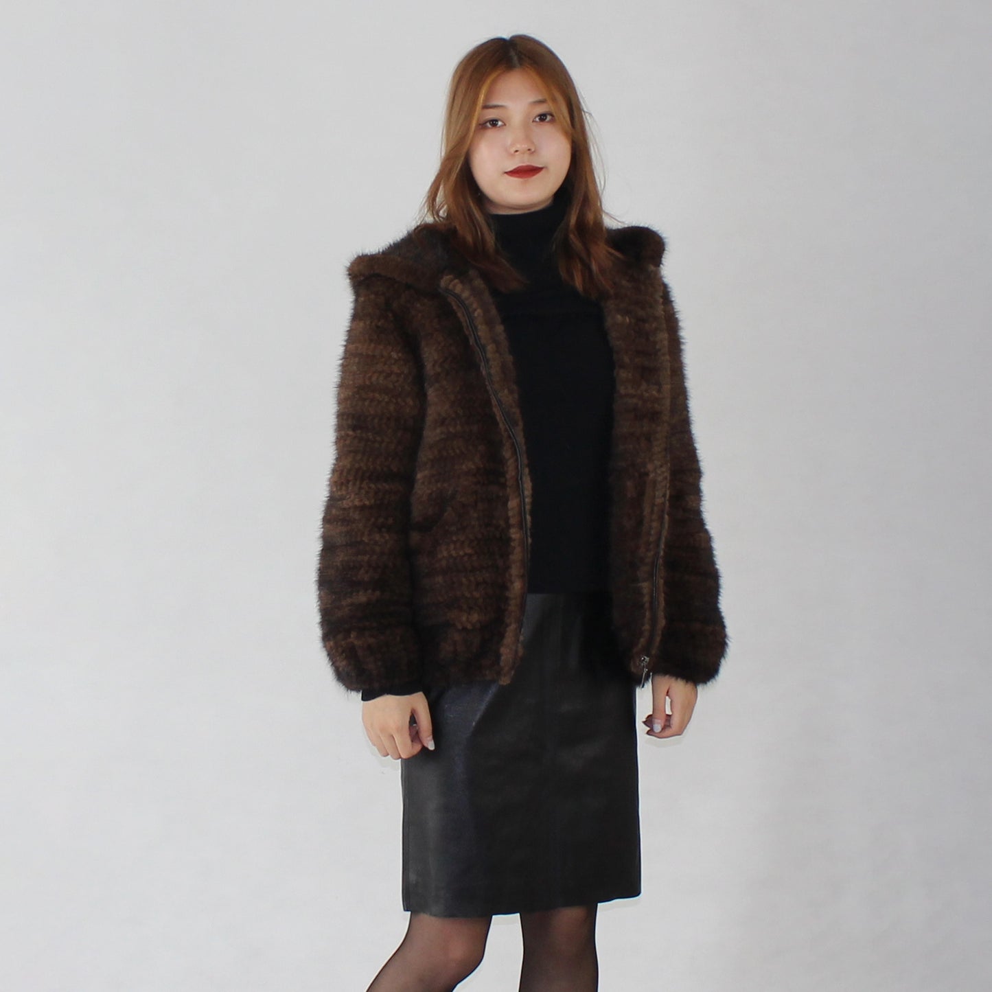 Women's knitted mink jacket