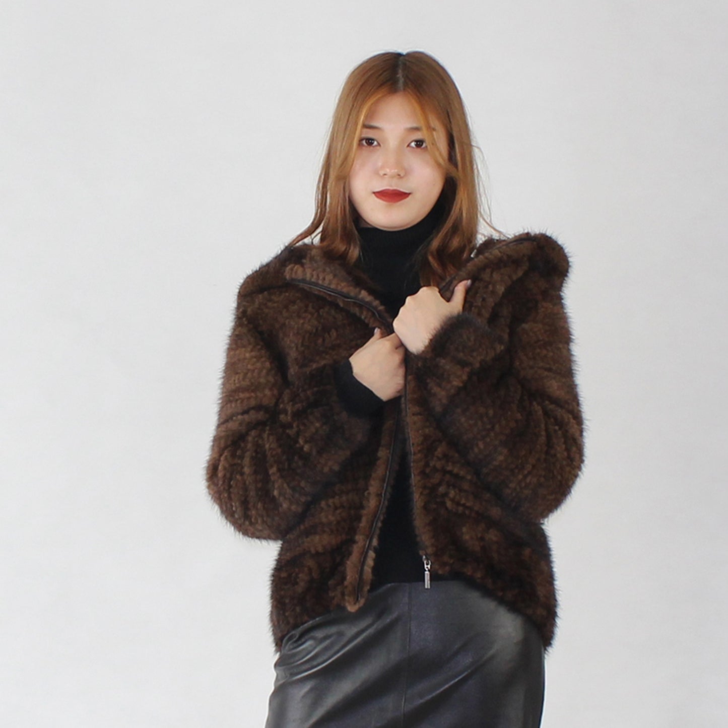 Women's knitted mink jacket