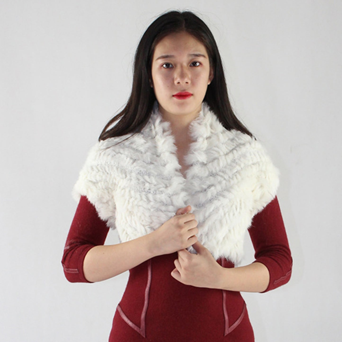 Women's knitted rabbit shawl