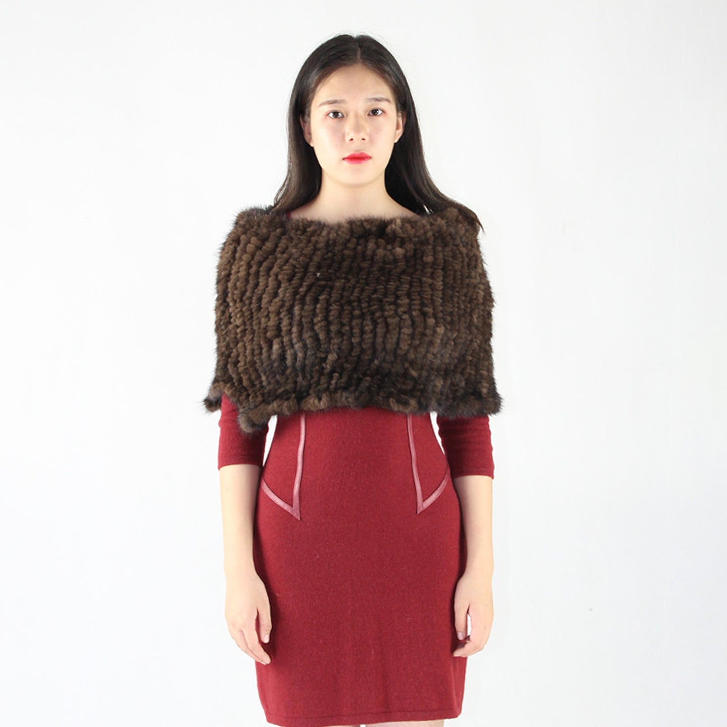 Women's knitted mink shawl