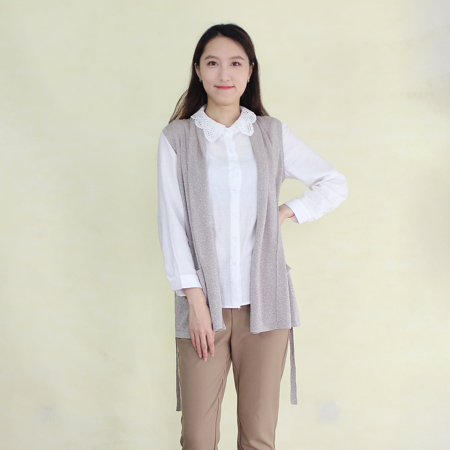 Women's vest with silver thread