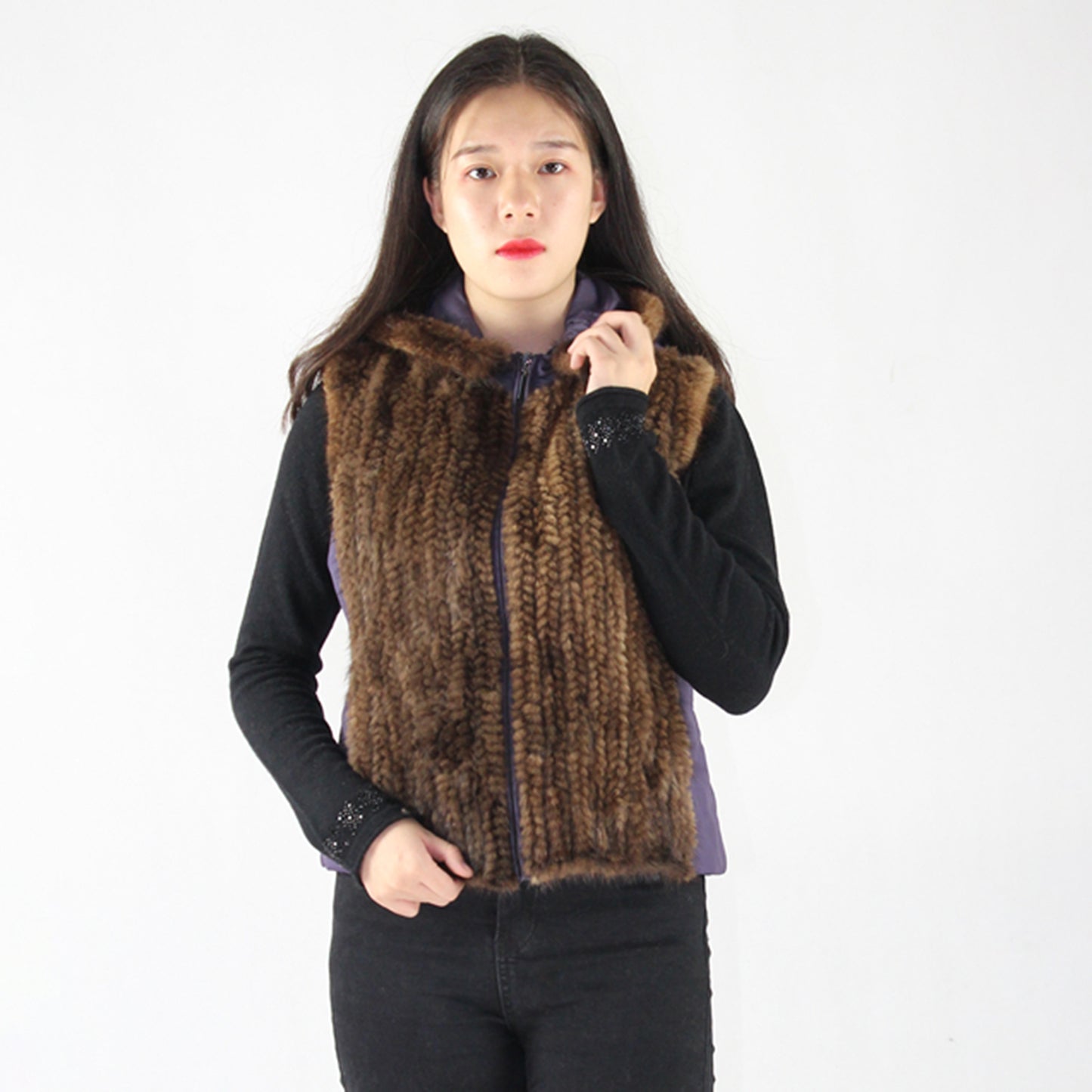 Women's knittrd mink vest