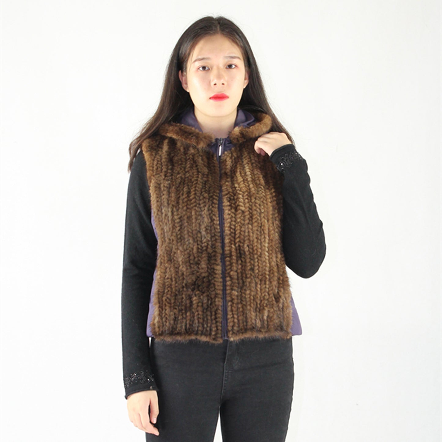 Women's knittrd mink vest