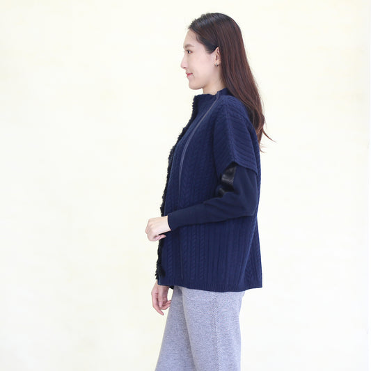 Women's cashmere pullover with mink